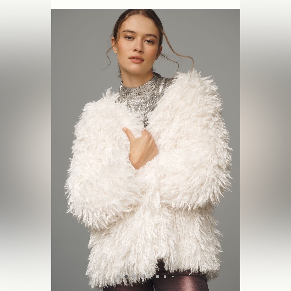 Anthropologie NWT Sz M shaggy faux fur jacket; top-rated & sold out @anthro